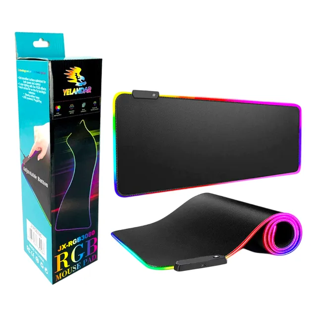 Pad Mouse Gamer Rgb Iluminado Color Negro