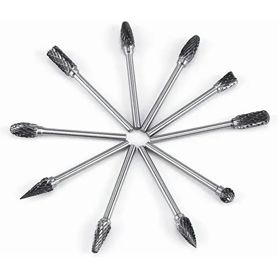 Set 10 Fresas Carburo-tungsteno Vástago 3mm = 1/8 Dremel