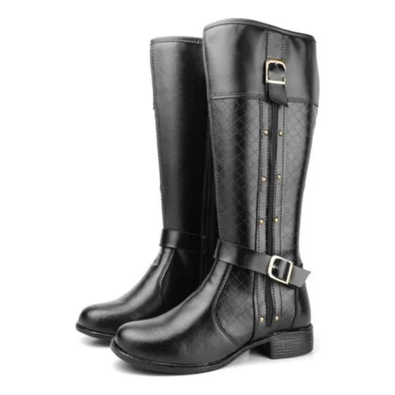 Bota Cano Longo Montaria Confortável Fivela