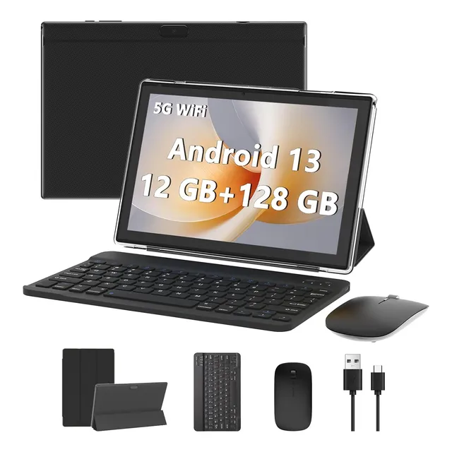 Tablet Android 13 (10.1'') 12gb (6+6)ram + 128gb Rom, Negro