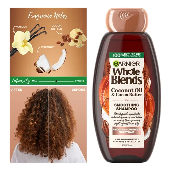 Shampoo Garnier Whole Anti Frizz Con Aceite De Coco Y Cacao