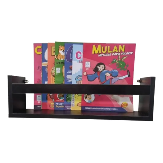 Prateleira Para Livro 60cm Preto Revista Infantil Parede