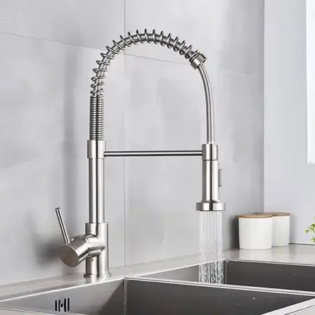 Torneira De Bancada Gourmet Para Cozinha Quente E Frio Misturador Monocomando Cobre Metálico Cor Prateado Hidramax Escovado