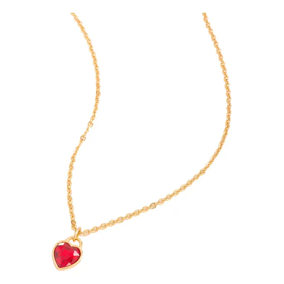Collar Corazón Piedra Roja Dia De Las Madres Nice Dorado