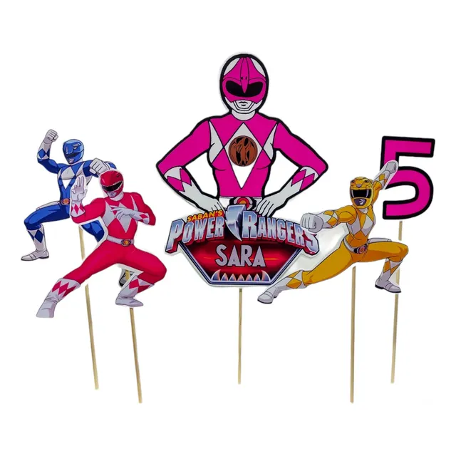 Adorno De Torta Power Rangers Cumpleaños Decoración