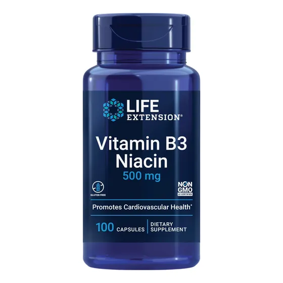 Suplemento Life Extension, Vitamina B3, Niacina, 500 Mg, 100