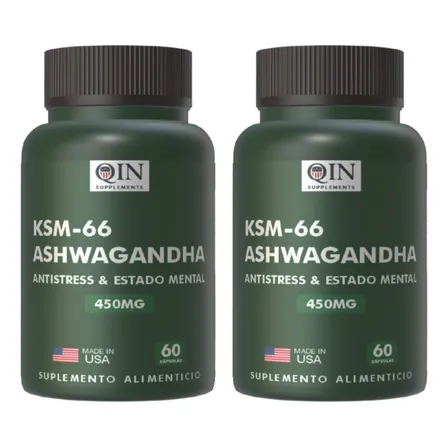 X2 Ashwagandha Ksm66 450mg Antistress Estado Mental 60cp Qin Pack