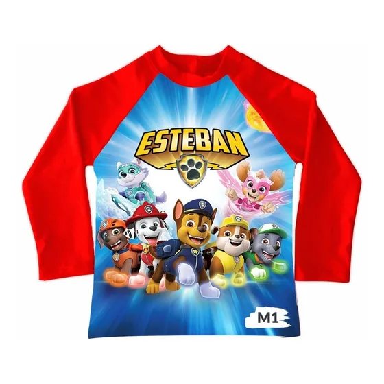 Playera Piscina Playa Baño Niño Paw Patrol Patrulla Canina 