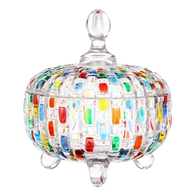 Caramelera Con Tapa Cristal Vidrio Colores Multicolor - Qr!