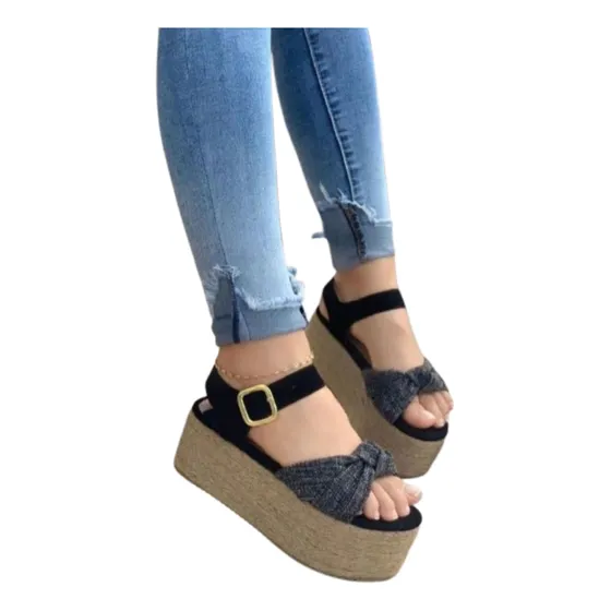 Sandalia Casual De Dama De Plataforma En Yute