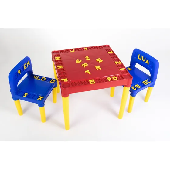 Mesa Infantil Colorida Com 2 Cadeira Tritec 3827 Vermelho/Azul