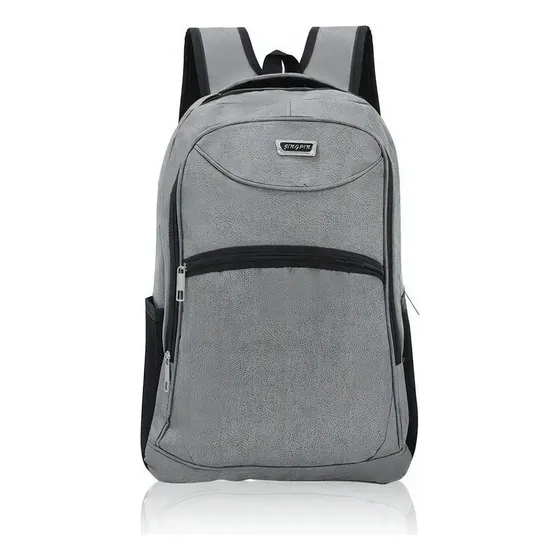 Mochila Feminina Masculina Bolsa Prova D'água C/ Alça Laptop Cor Cinza