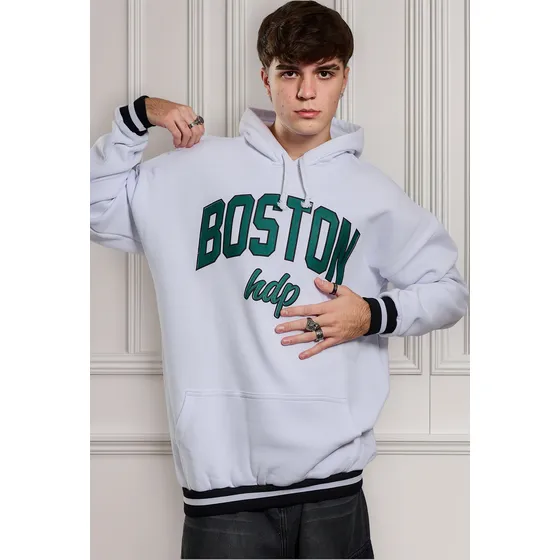 Buzo Hueso De Perro Frisa Oversized Boston Tejido Hombre