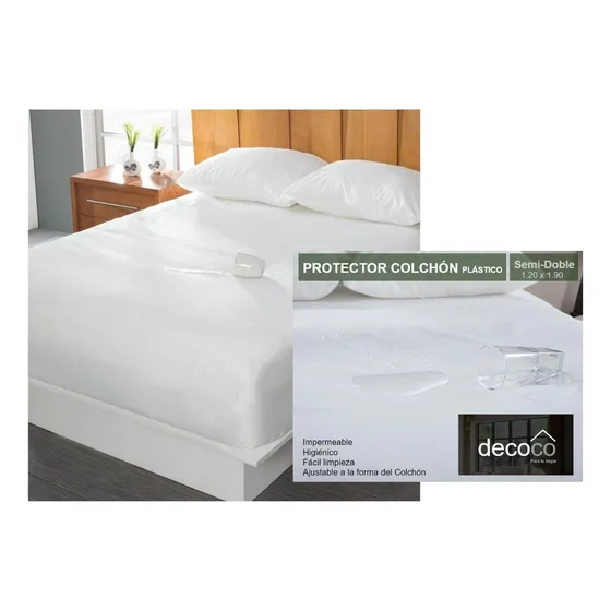 Decoco Impermeable Protector 190x120cm blanco de plástico