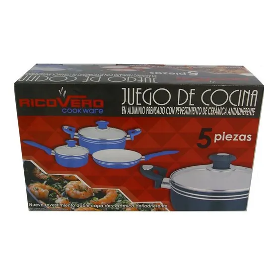 Juego De Ollas Sarten Cocina Rico Vero Cookware, 5 Piezas