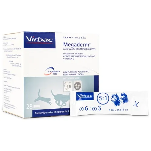 Megaderm X Sobres de 4ml Suplemento Piel Y Pelaje Virbac
