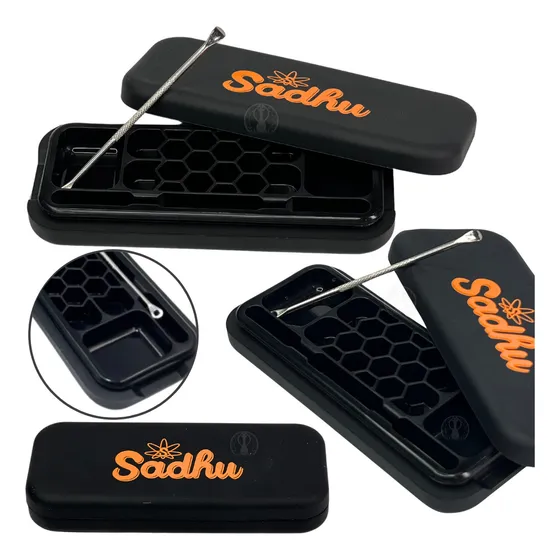 Slick Container De Silicone Meleca Sadhu 12,5ml Com Espátula Cor Preto Slick Sadhu Reservatório com espátula