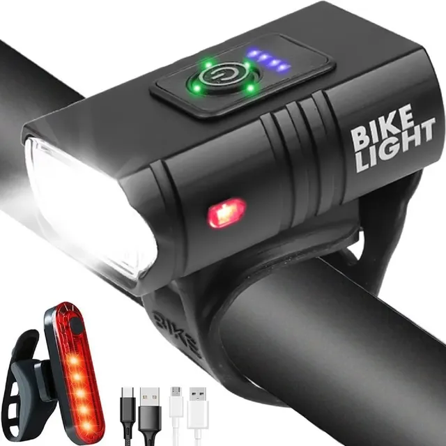 Kit Luz Led Bicicleta Aluminio Resistente Al Agua Recargable