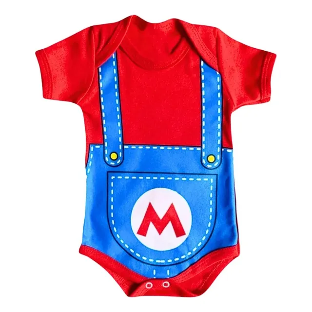 Body Bebê Macacão Mesversário Mário Bros + Boné