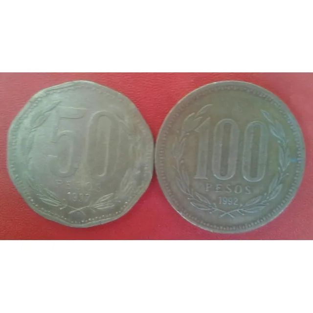 Dúo De Monedas De 50 Y 100 Pesos Chilenos