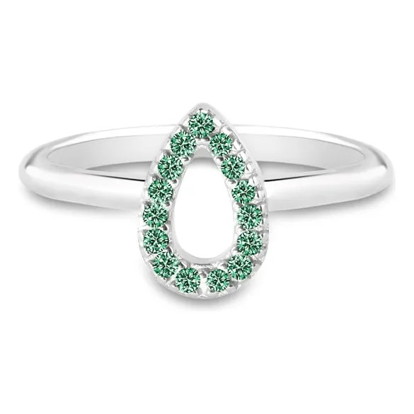 Anel Life Astro Gota Em Prata 925 Com Pedras Verdes 18