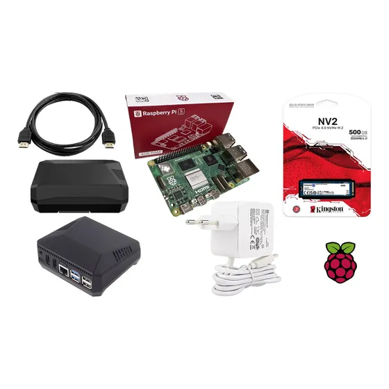 Argon One V3 + Raspberry Pi5 4gb + Ssd 500gb Nvme + Fonte