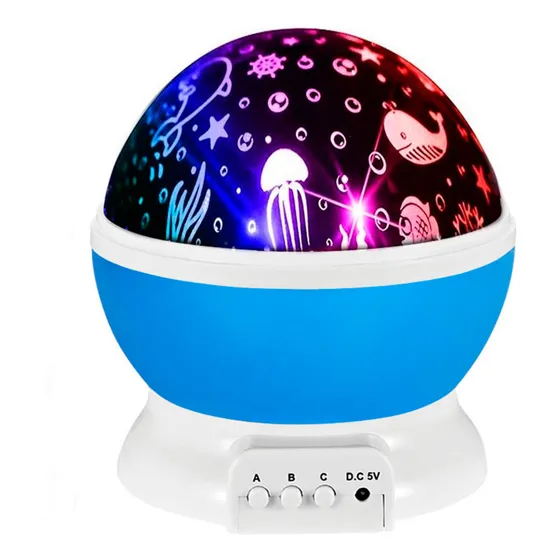 Lampara Veladora Giratoria Proyector Led Estrellas Celeste