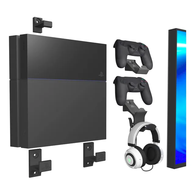 Base Soporte De Pared Para Ps4 Slim Pro Fat + Controles