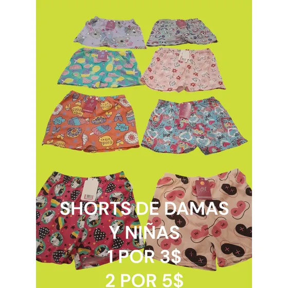 Shorts Para Damas Y Niñas 100% Algodón