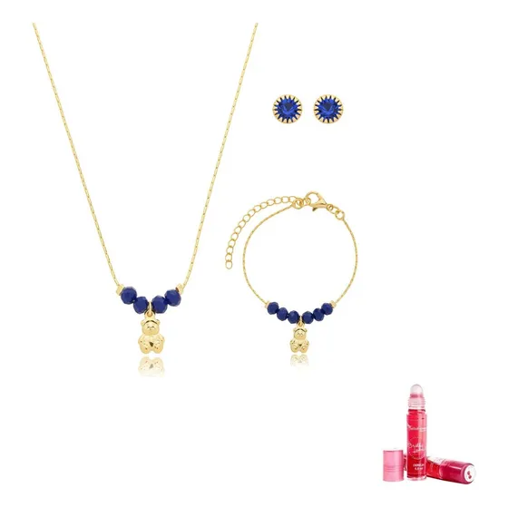 Kit Presente Semijoia Infantil Menina Colar Brinco Pulseira