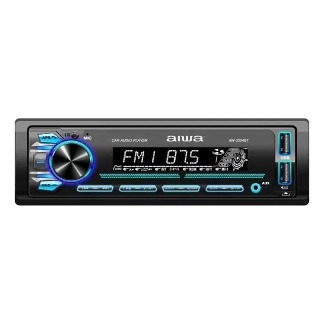 Radio para Carro 1 Din Aiwa App Bluetooth MP3 USB SD RCA Aux Desmontable 7 Colores AW-3240BT