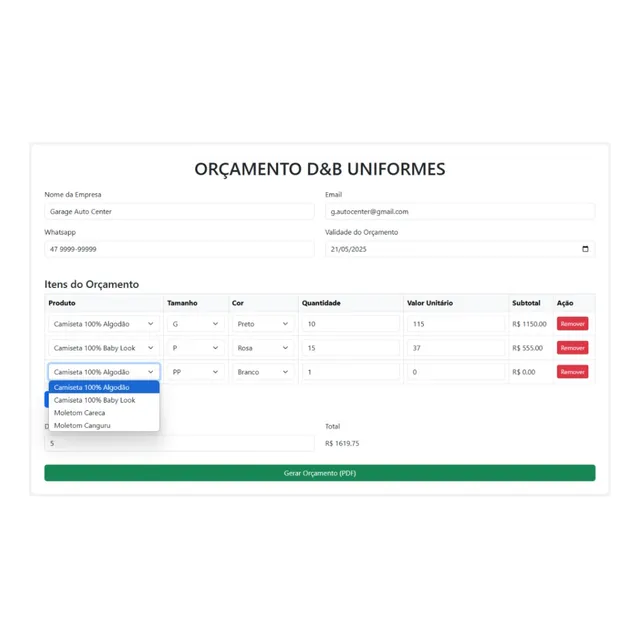 Aplicativo Web Para Geração De Orçamentos