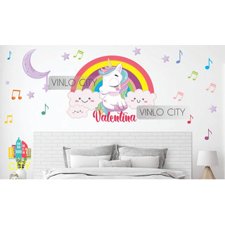 Vinil Decorativo Unicornio Con Nubes Para Cuarto De Niña Vinil Decorativo Unicornio Con Nubes Para Cuarto De Niña