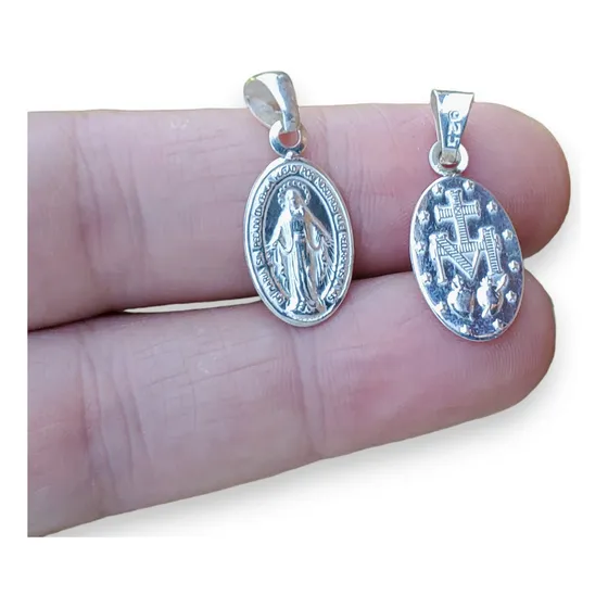 Dije Plata Medalla Milagrosa 10 X 20mm