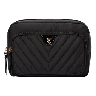 Travel Makeup Pouch Cosmetiquera Victoria's Secret Color Black Diseño De La Tela Rayas Travel Makeup Pouch Cosmetiquera Victoria's Secret Color Black Diseño De La Tela Rayas