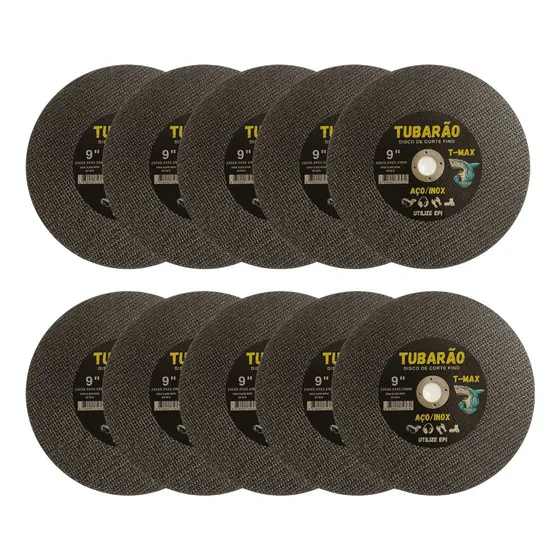 10x Disco De Corte 9 Polegadas 230mm Inox Metal Tubarão