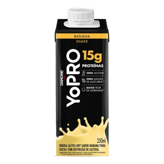 Kit Com 12 Yopro Danone 15g Banana Whey Zero Lactose 