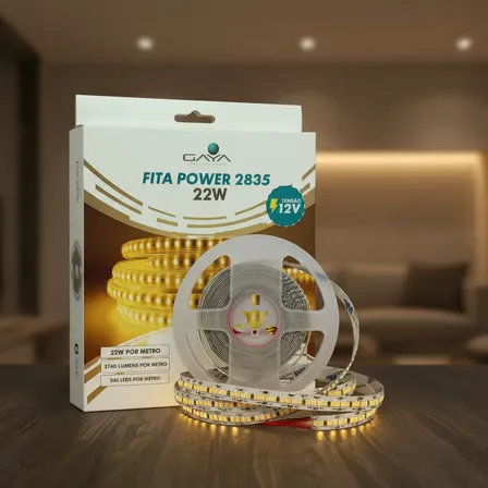 Fita Led Profissional Gaya 22w/m Irc90 5m 3000k Alta Luz Branco-quente 127/220v 12v