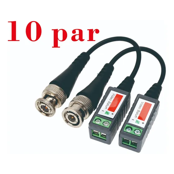 10 Par Video Balun Pasivo Para Cámara De Seguridad 400 Mts 