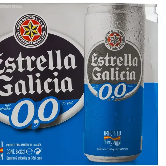 Cerveja Estrella Galicia 0.0%loira lata 330ml 6 u