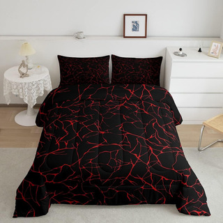 Juego De Edredón De Mármol Metálico Rojo Erosebridal, Tamaño Juego De Edredón De Mármol Metálico Rojo Erosebridal, Tamaño