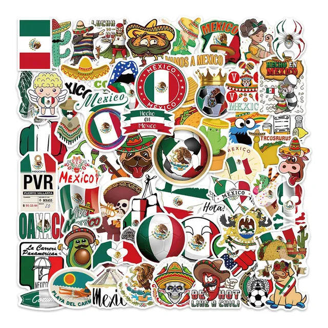120 Pegatinas Calcomanías Pvc Stickers Calcas Bandera México