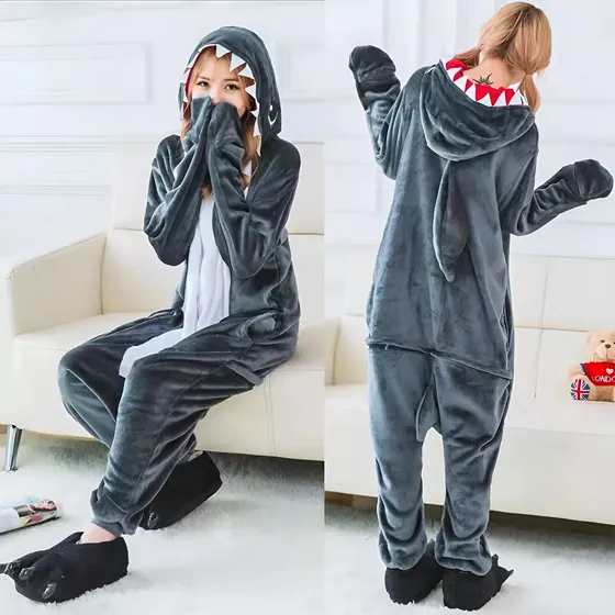 Pijamas Tiburón Pijama Completa Mameluco Disfraz Adulto