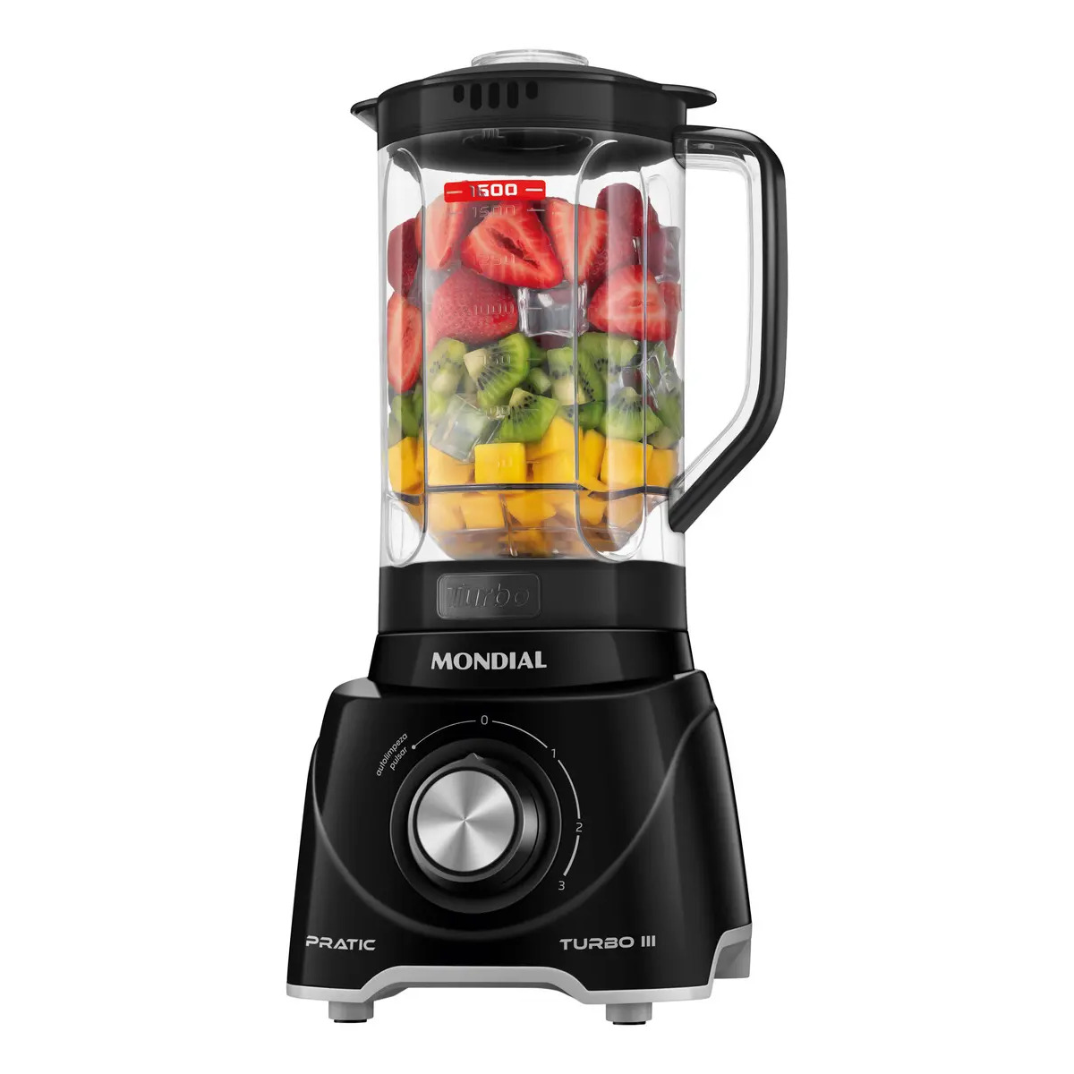 Liquidificador Pratic Turbo III Mondial 550W L-93-BG Liquidificador Pratic Turbo III Mondial 550W L-93-BG