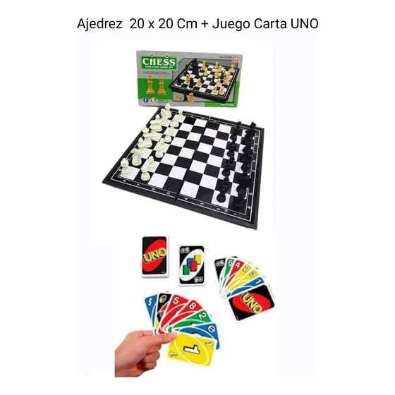 Juego Ajedrez Tablero 20x20cm + Juego Carta Uno