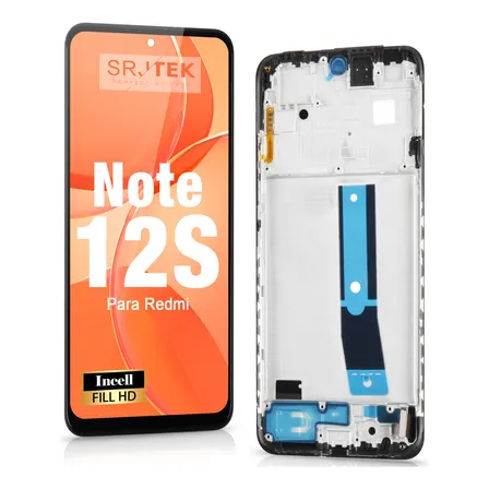 Srjtek Tela Frontal Para Redmi Note 12s 4g Display Com Aro Incell 2303cra44a, 23030rac7y, 2303era42l Preto