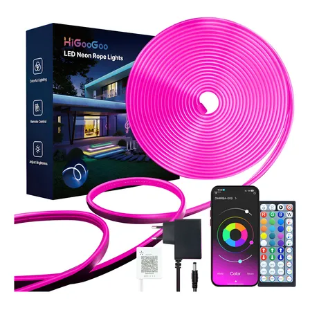 Higoogoo 20 Metros Neon Fita De Luz Led Rgb App E Remoto