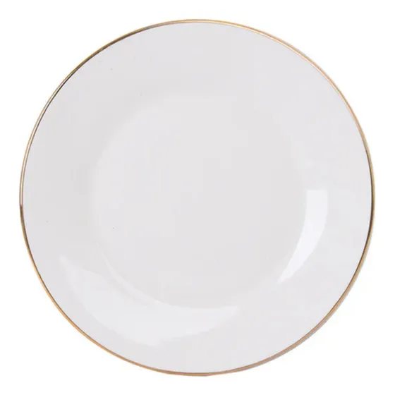 Plato De Postre / Entrada 20cm Borde Dorado Hallen Color Blanco Royal