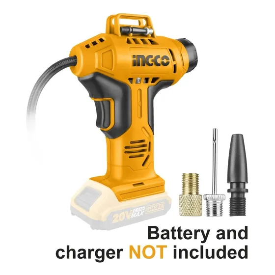 Inflador Pistola A Bateria 20v Portatil Biciclets Auto Ingco Color Amarillo Fase eléctrica Monofásica Frecuencia 50/60Hz