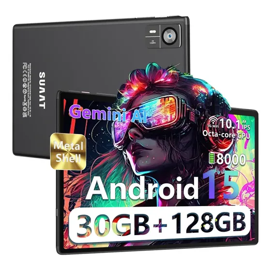 Tablet S10 10 Negro 30gb Ram 128gb Rom Octa-core 2.0ghz, Gemini Ai, Widevine L1, Wi-fi6, Bluetooth 5.0, Gms Certified Tableta Con Funda Protectora- Negro oscura